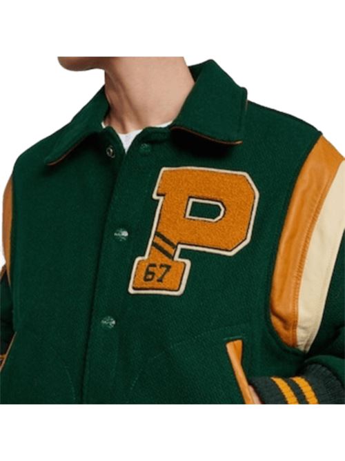 Giubbotto da donna VERSITY, in misto lana con applicazioni in pelle, colore verde POLO RALPH LAUREN | 211971014001